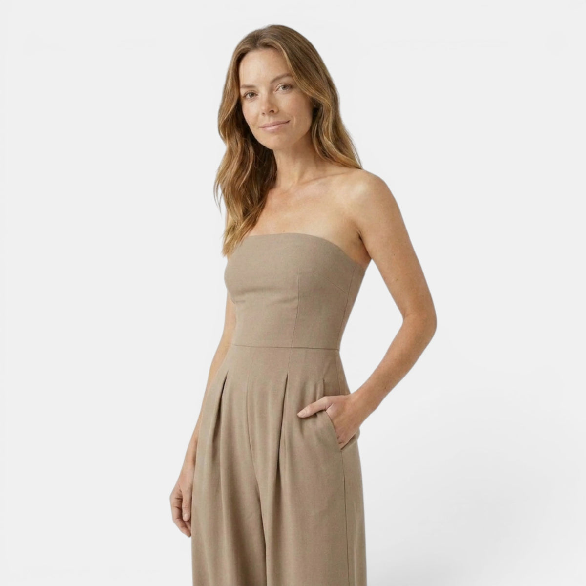 Combinaison bustier à jambes larges avec poches pour femme