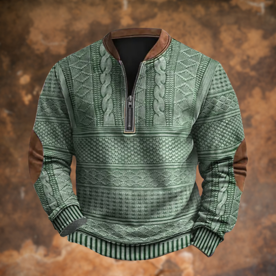 Men's Vintage Quarter Zip Jumper for Comfortable Warmth and Versatile Style