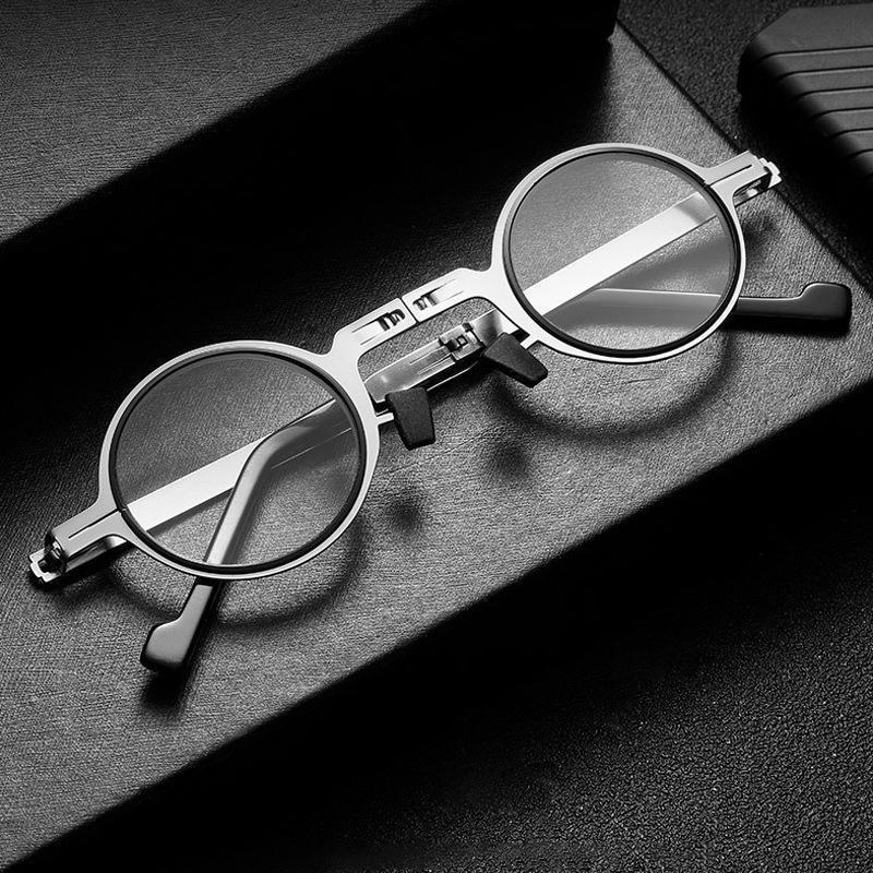 Lunettes de lecture pliables Titan ultralégères avec protection contre la lumière bleue, argentées – Design élégant rond/carré