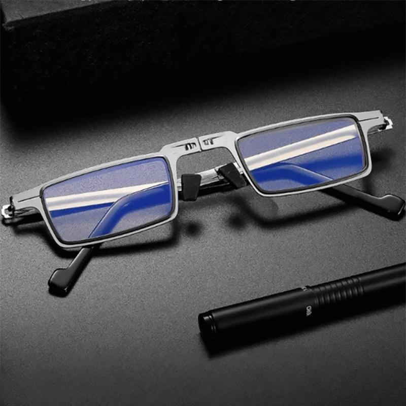 Lunettes de lecture pliables Titan ultralégères avec protection contre la lumière bleue, argentées – Design élégant rond/carré