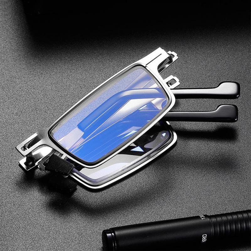 Lunettes de lecture pliables Titan ultralégères avec protection contre la lumière bleue, argentées – Design élégant rond/carré