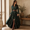 Women's Plaid Maxi Shirt Dress with Belted Waist