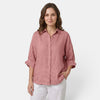 Women's Linen Blend Button-Up Shirt with Relaxed Fit