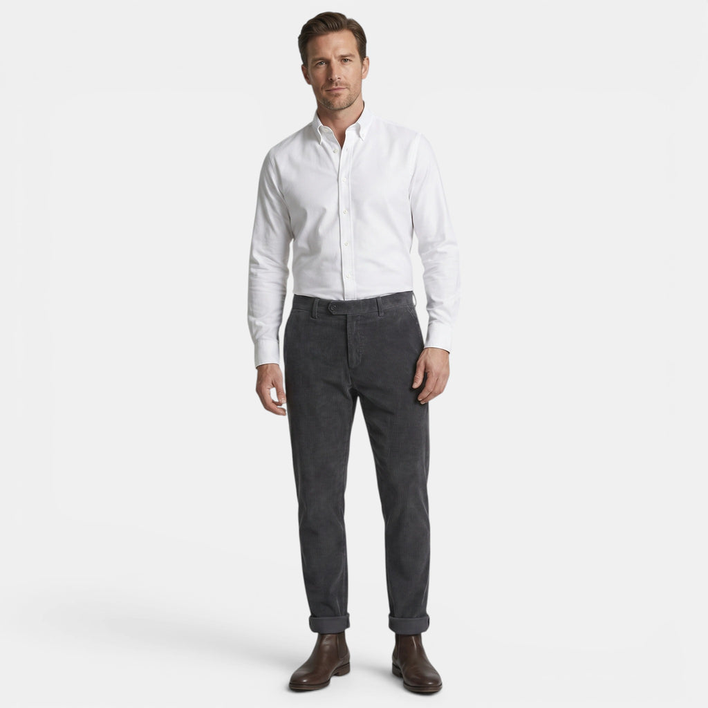 Pantalon droit en velours côtelé pour homme | Pantalon classique chic et décontracté
