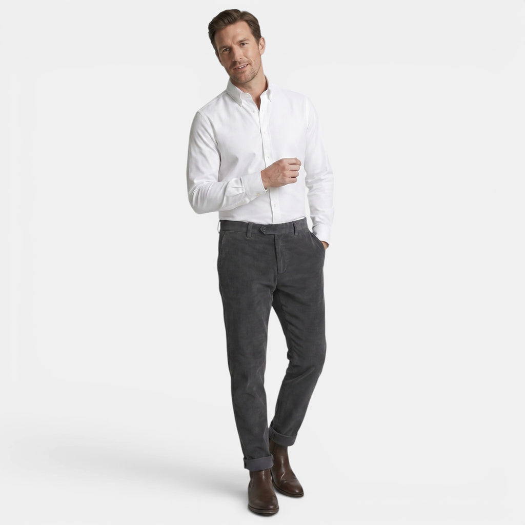 Pantalon droit en velours côtelé pour homme | Pantalon classique chic et décontracté