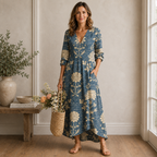 Women’s Floral Maxi Dress Long Sleeve Elegant Casual Dress