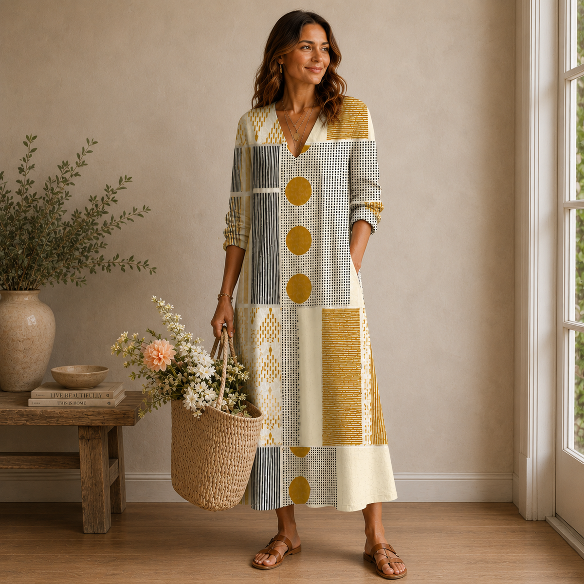 Women's Bohemian Maxi Dress Abstract Print Casual Dress