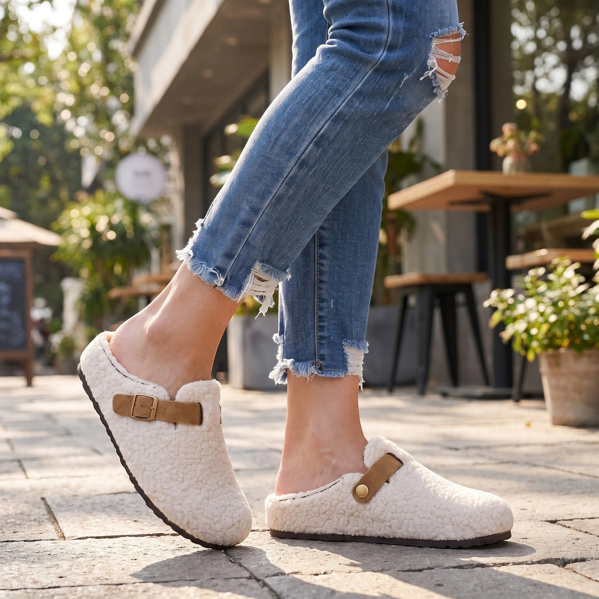 Women's Clogs with Buckle Strap and Round Toe