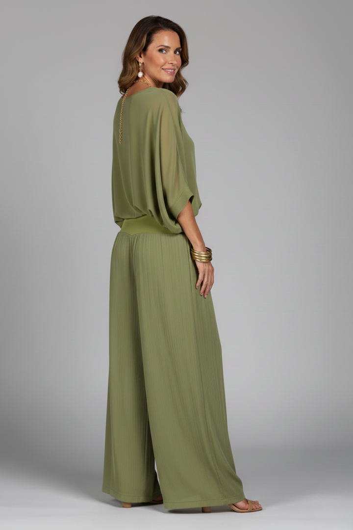 Chiffon Two-Piece Wide-Leg Set for Effortless Summer Elegance