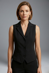 Gilet structuré pour femme avec col à revers et fermeture boutonnée