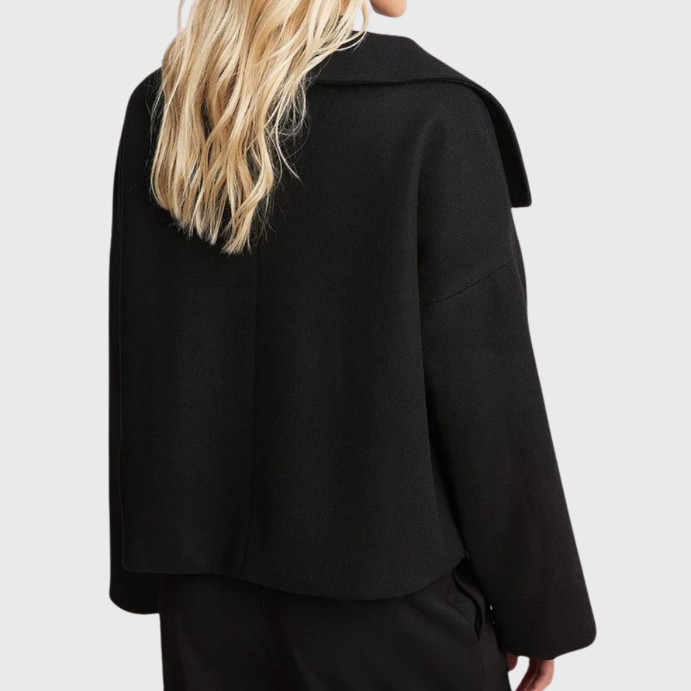 Women's Coat with Wide Lapel and Double Breasted Design