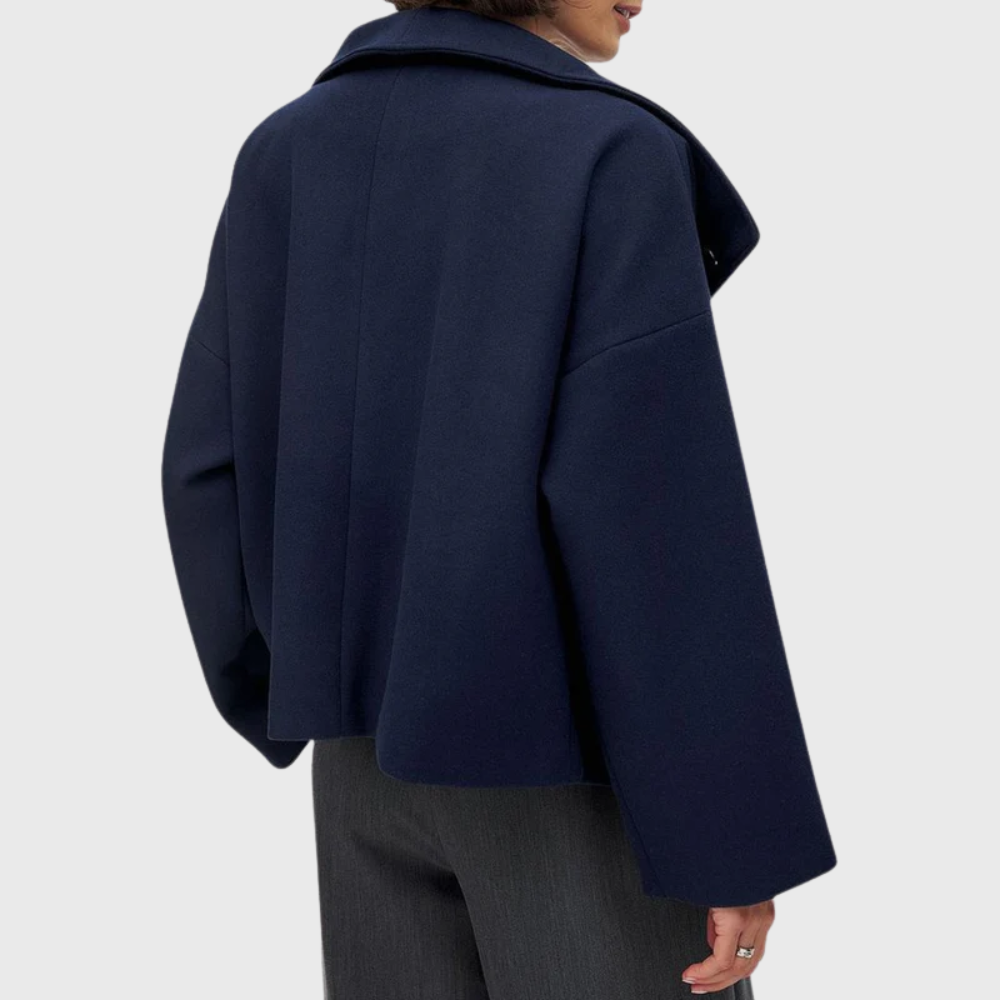 Women's Coat with Wide Lapel and Double Breasted Design