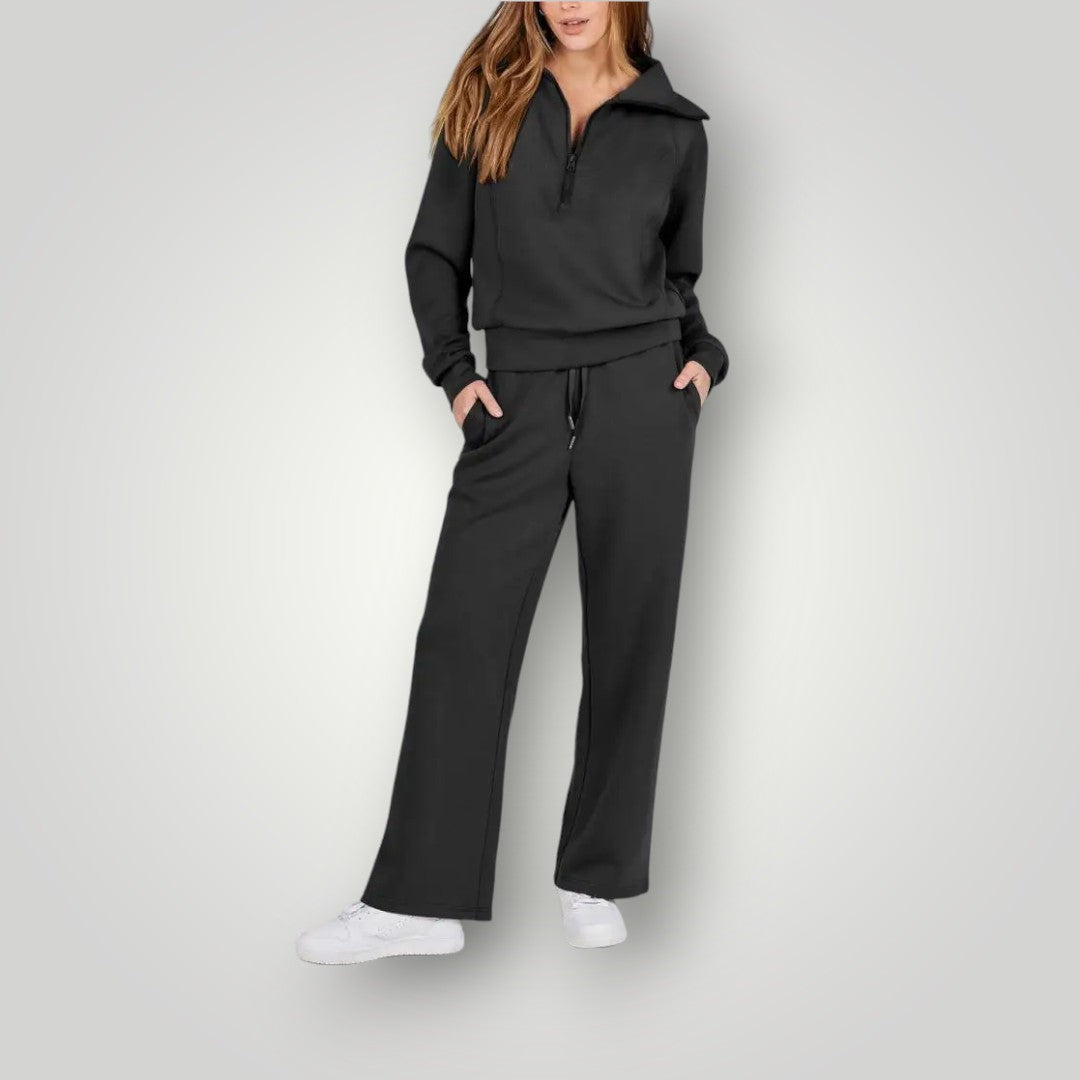 Ensemble de détente pour femme avec sweat-shirt douillet et pantalon de survêtement assorti, pour un confort décontracté