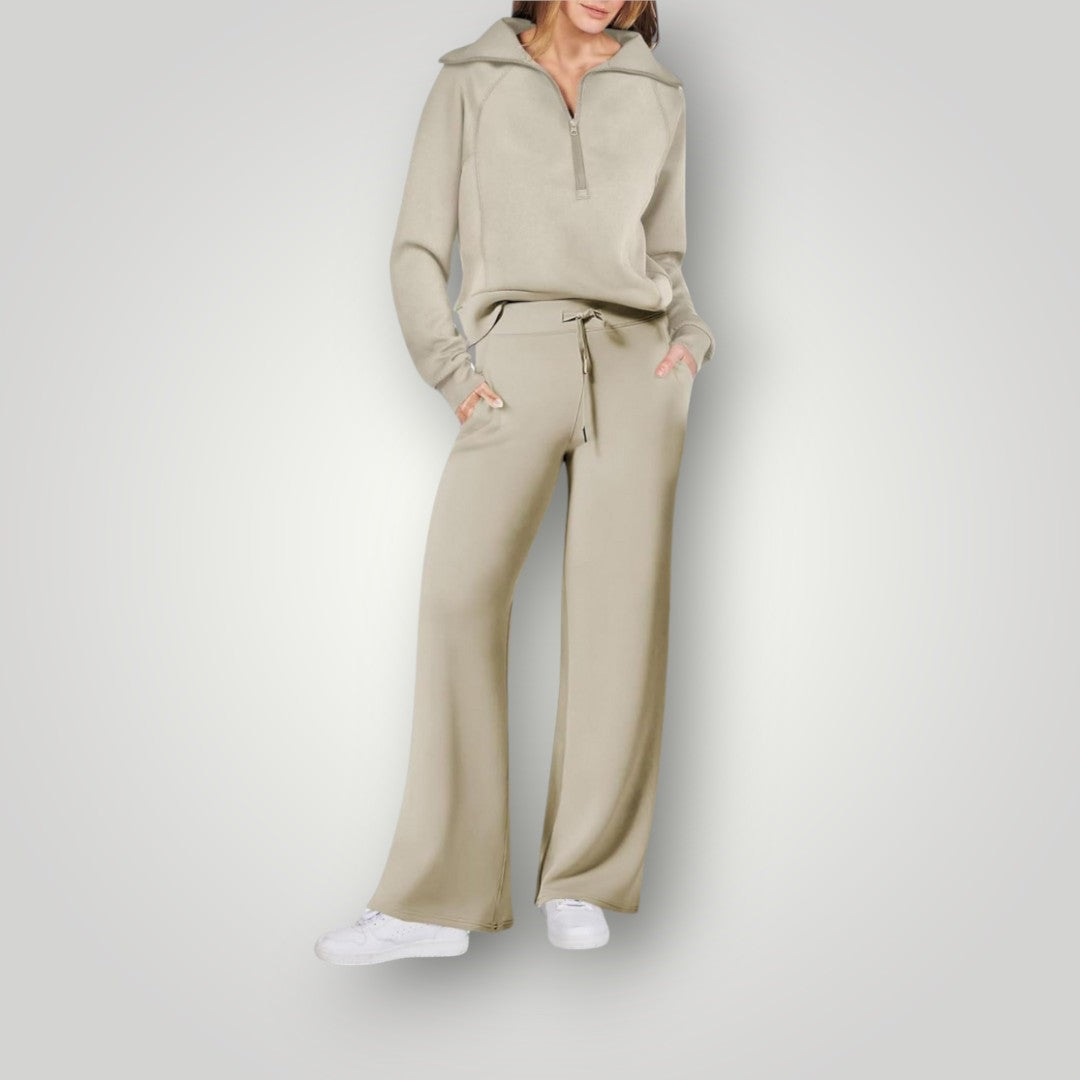 Ensemble de détente pour femme avec sweat-shirt douillet et pantalon de survêtement assorti, pour un confort décontracté