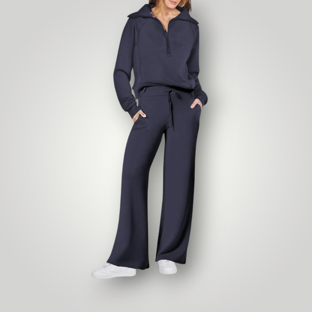 Ensemble de détente pour femme avec sweat-shirt douillet et pantalon de survêtement assorti, pour un confort décontracté