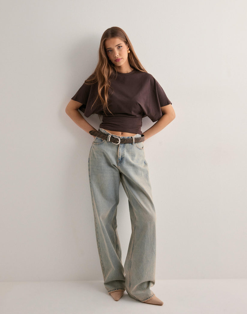 T-shirt pour femme avec taille cintrée et manches larges oversize