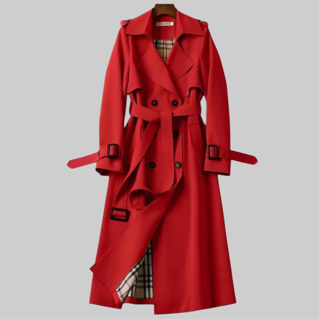 Trench-coat pour femme à double boutonnage et ceinture à la taille