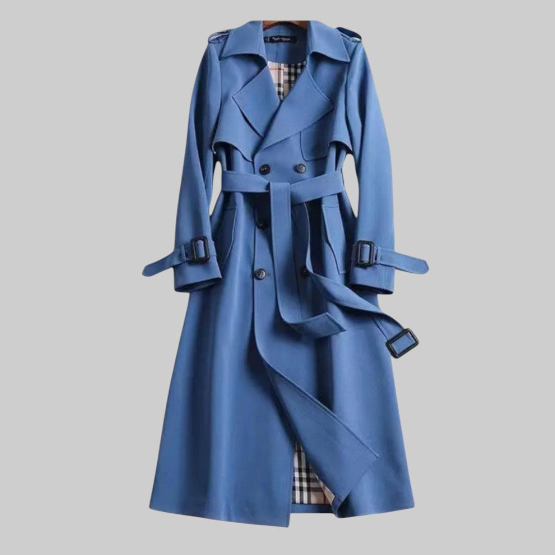 Trench-coat pour femme à double boutonnage et ceinture à la taille