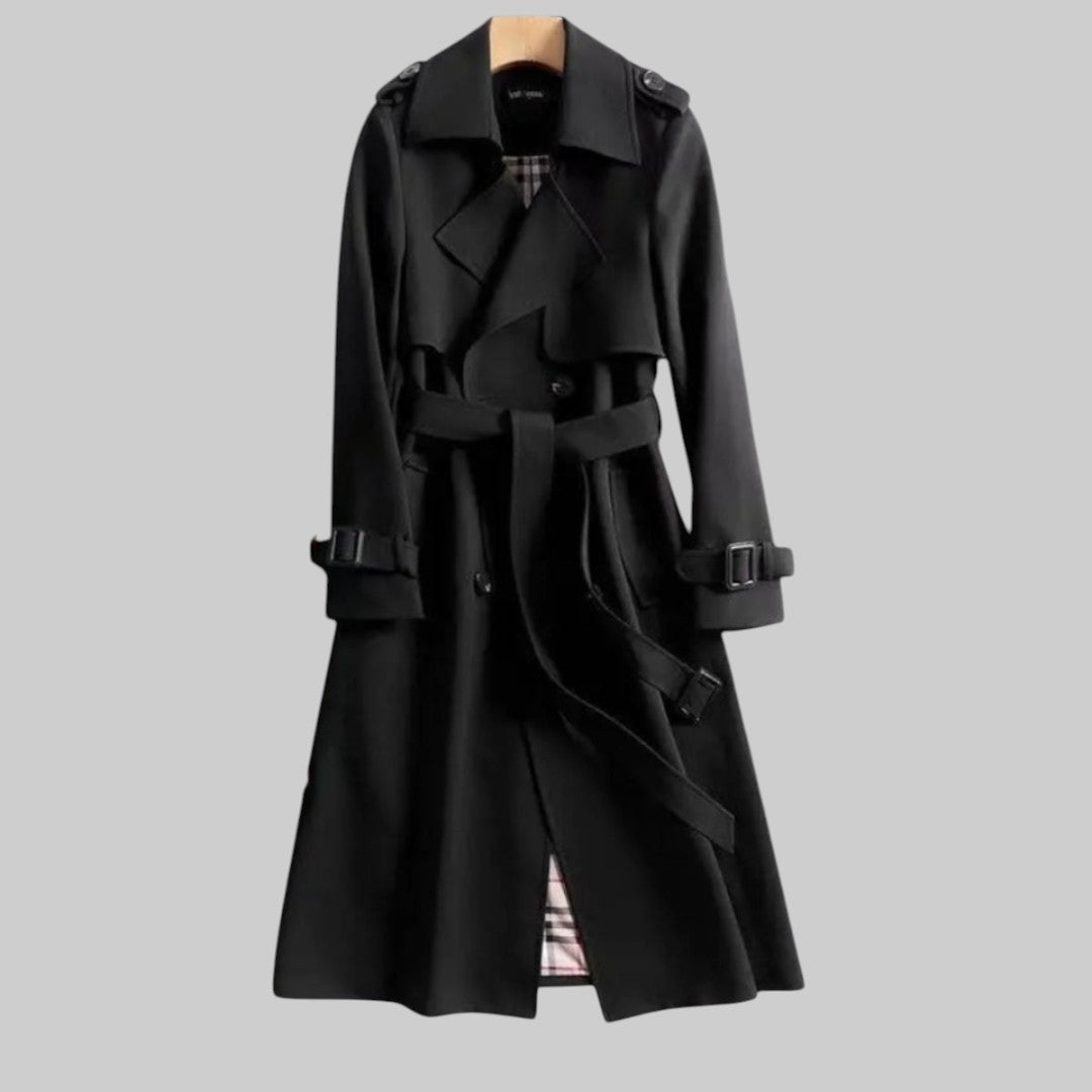 Trench-coat pour femme à double boutonnage et ceinture à la taille