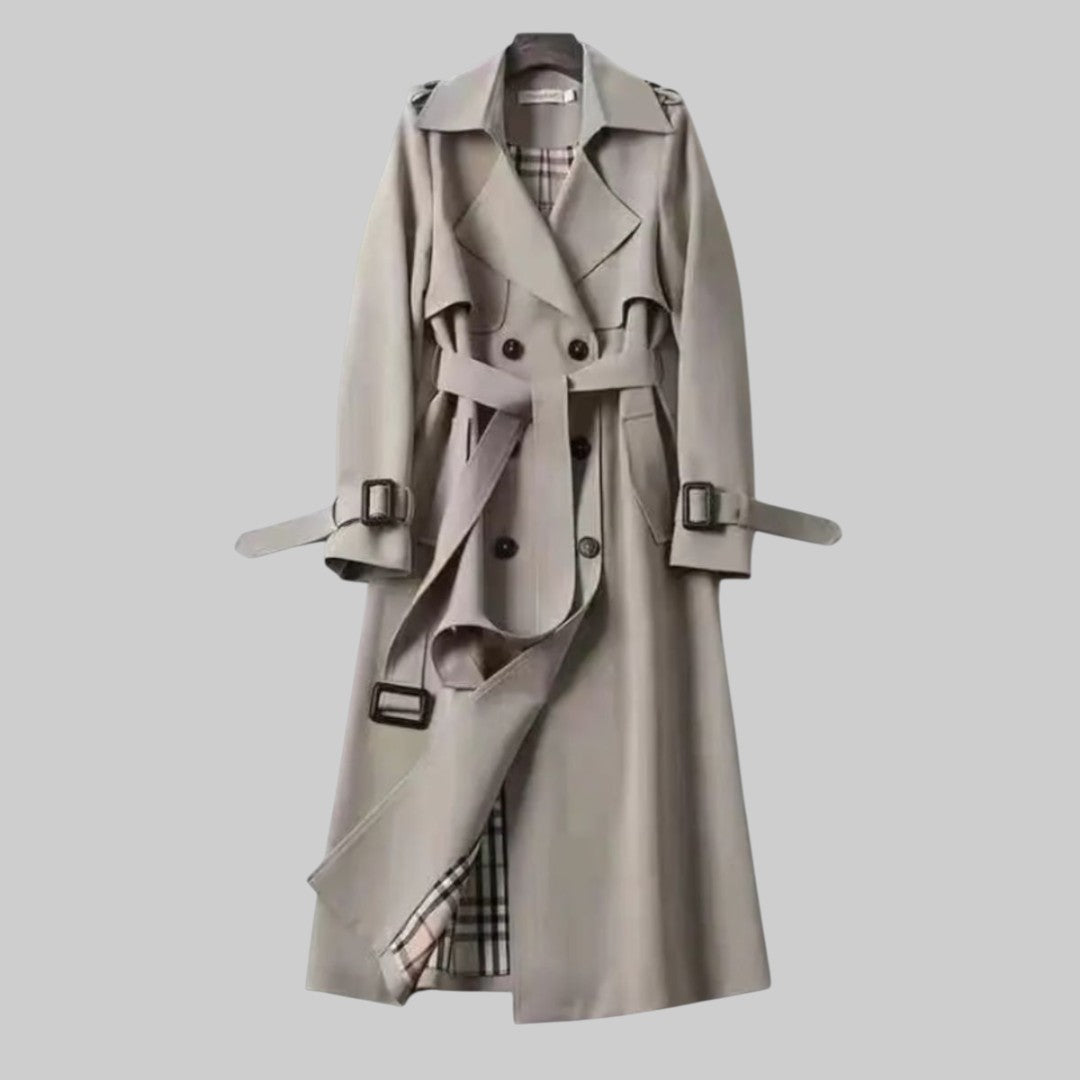 Trench-coat pour femme à double boutonnage et ceinture à la taille