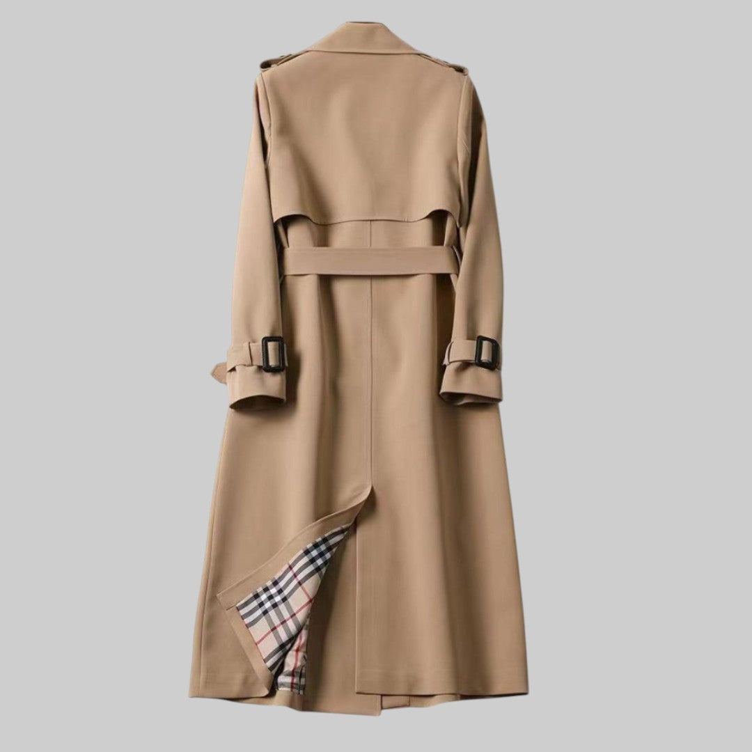 Trench-coat pour femme à double boutonnage et ceinture à la taille