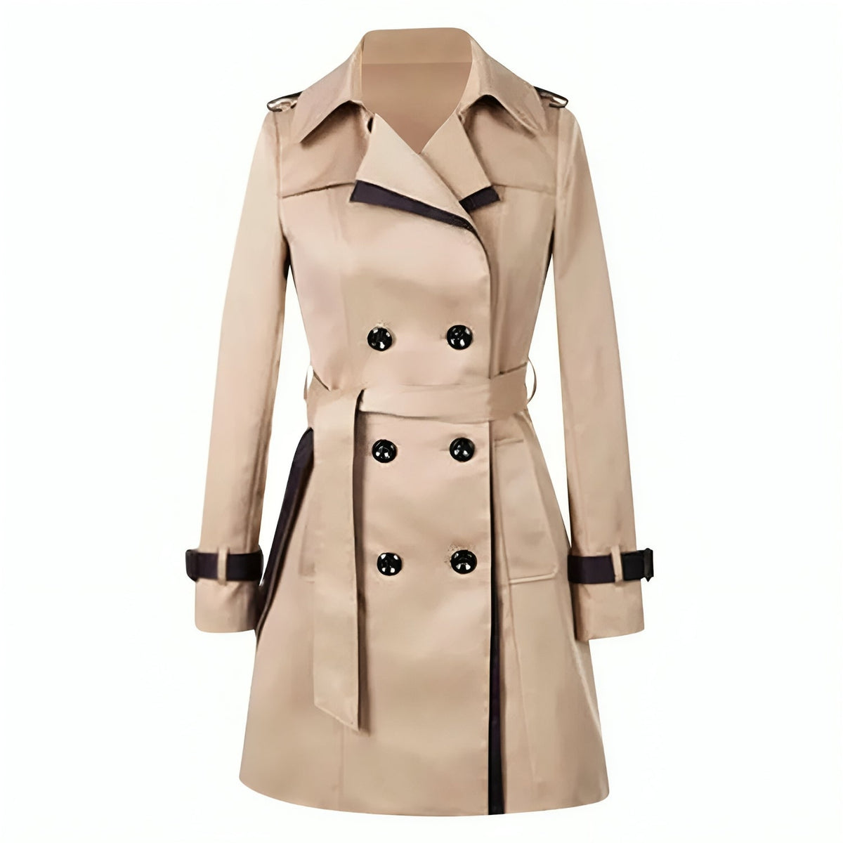 Trench-coat pour femme avec revers cranté et taille ceinturée