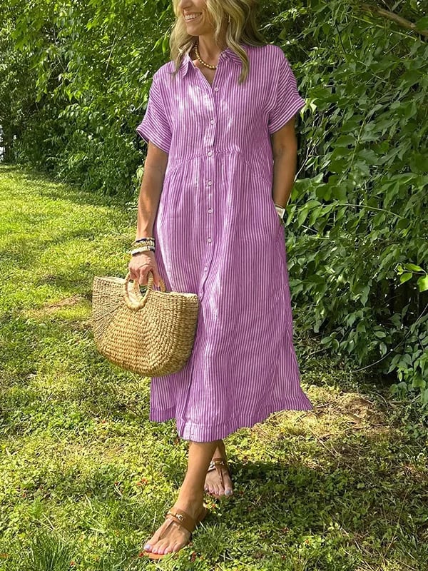 Robe midi longue à rayures verticales pour femme