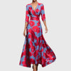 Women's Elegant Wrap Maxi Dress V Neck Floral Pattern
