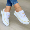 Women's Flatform Trainers with Metallic Trim and Chain Lace Detail