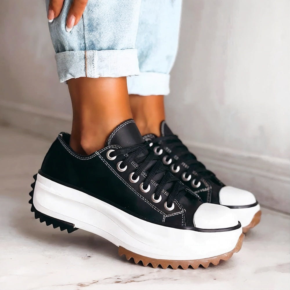 Women's Platform Trainers Low Cut Lace Up