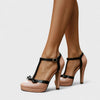 Women's Heels T Strap Closed Toe Comfortable Pumps