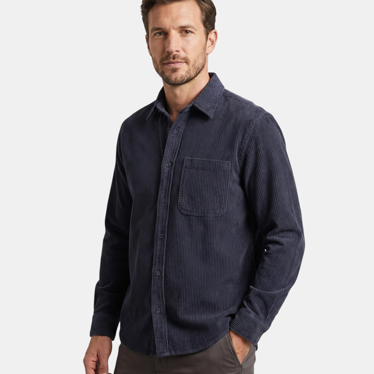 Férfi casual overshirt klasszikus gallérral