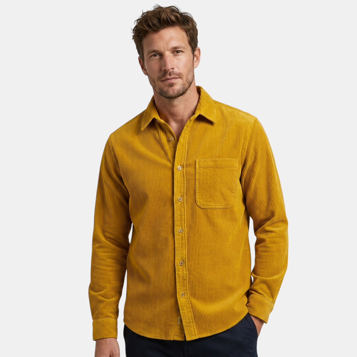 Férfi casual overshirt klasszikus gallérral