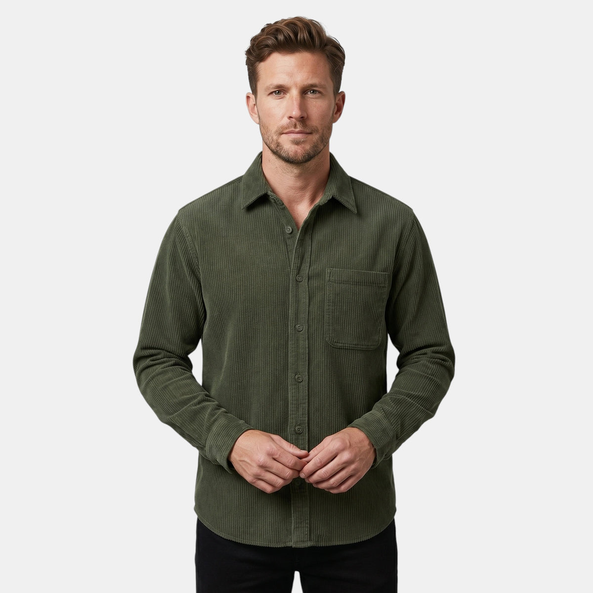 Férfi casual overshirt klasszikus gallérral