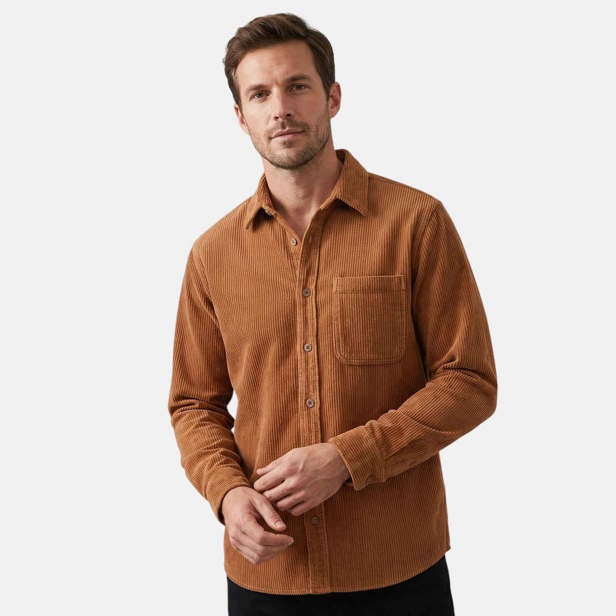 Férfi casual overshirt klasszikus gallérral