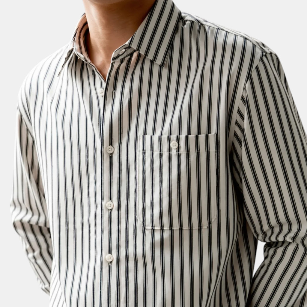 Chemise classique rayée pour homme à boutons