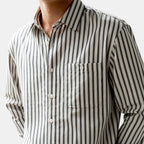 Chemise classique rayée pour homme à boutons