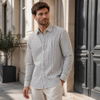Chemise classique rayée pour homme à boutons