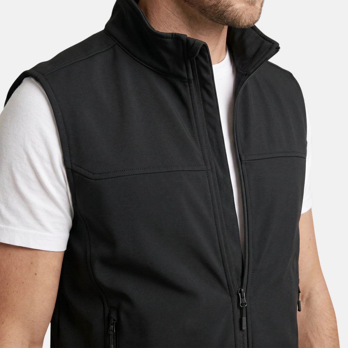 Gilet homme entièrement zippé à col montant