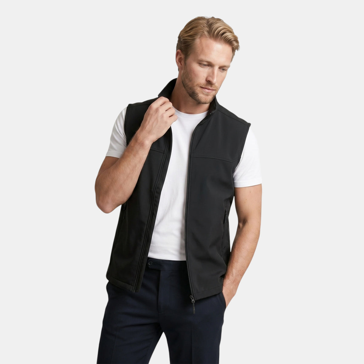 Gilet homme entièrement zippé à col montant