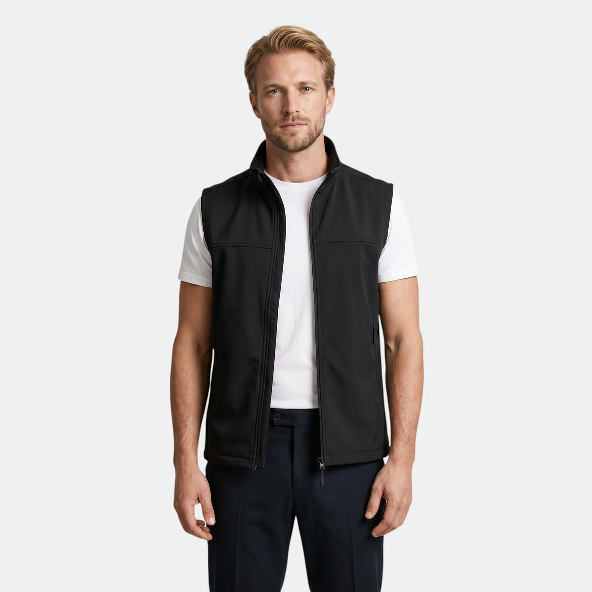 Gilet homme entièrement zippé à col montant