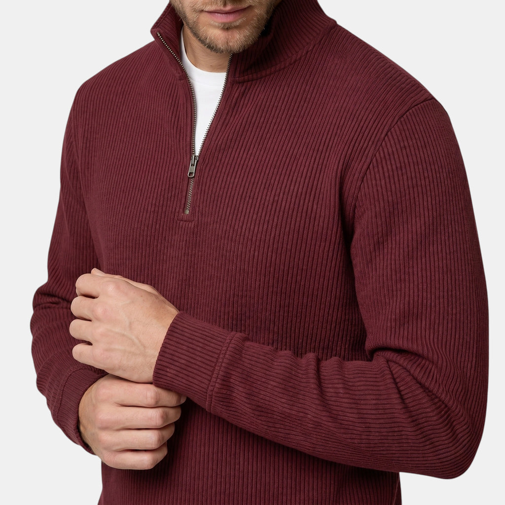 Pull pour homme à demi-zip avec col cheminée