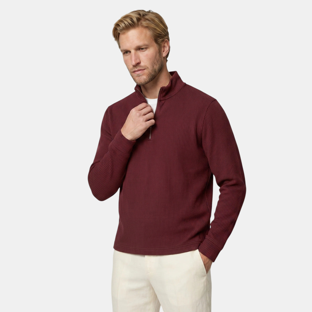 Pull pour homme à demi-zip avec col cheminée