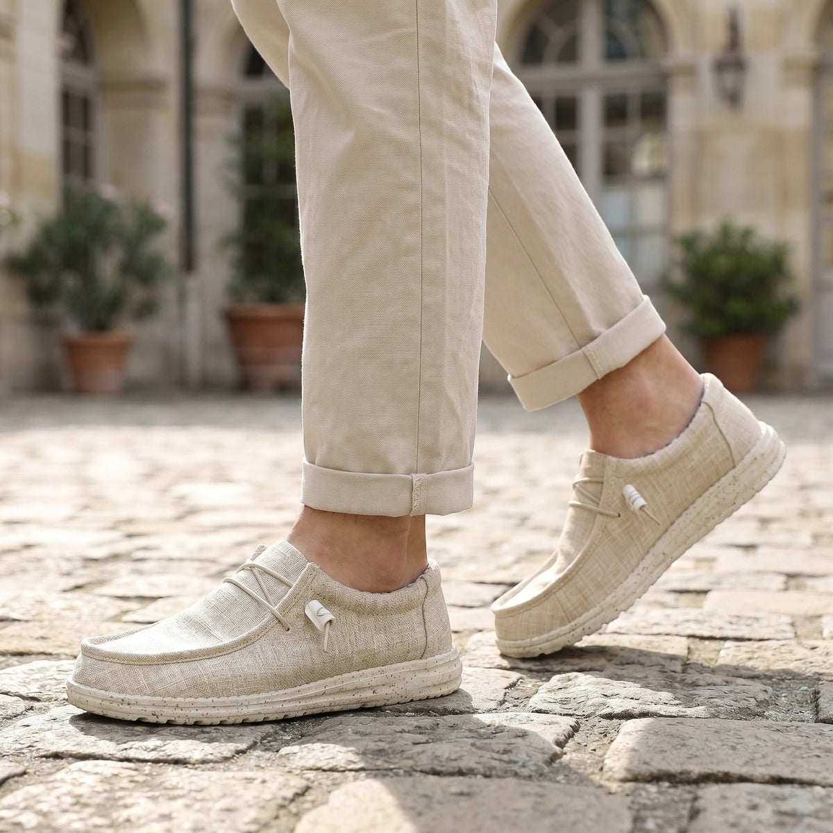 Chaussures mocassins à enfiler pour homme avec lacet élastique et semelle légère