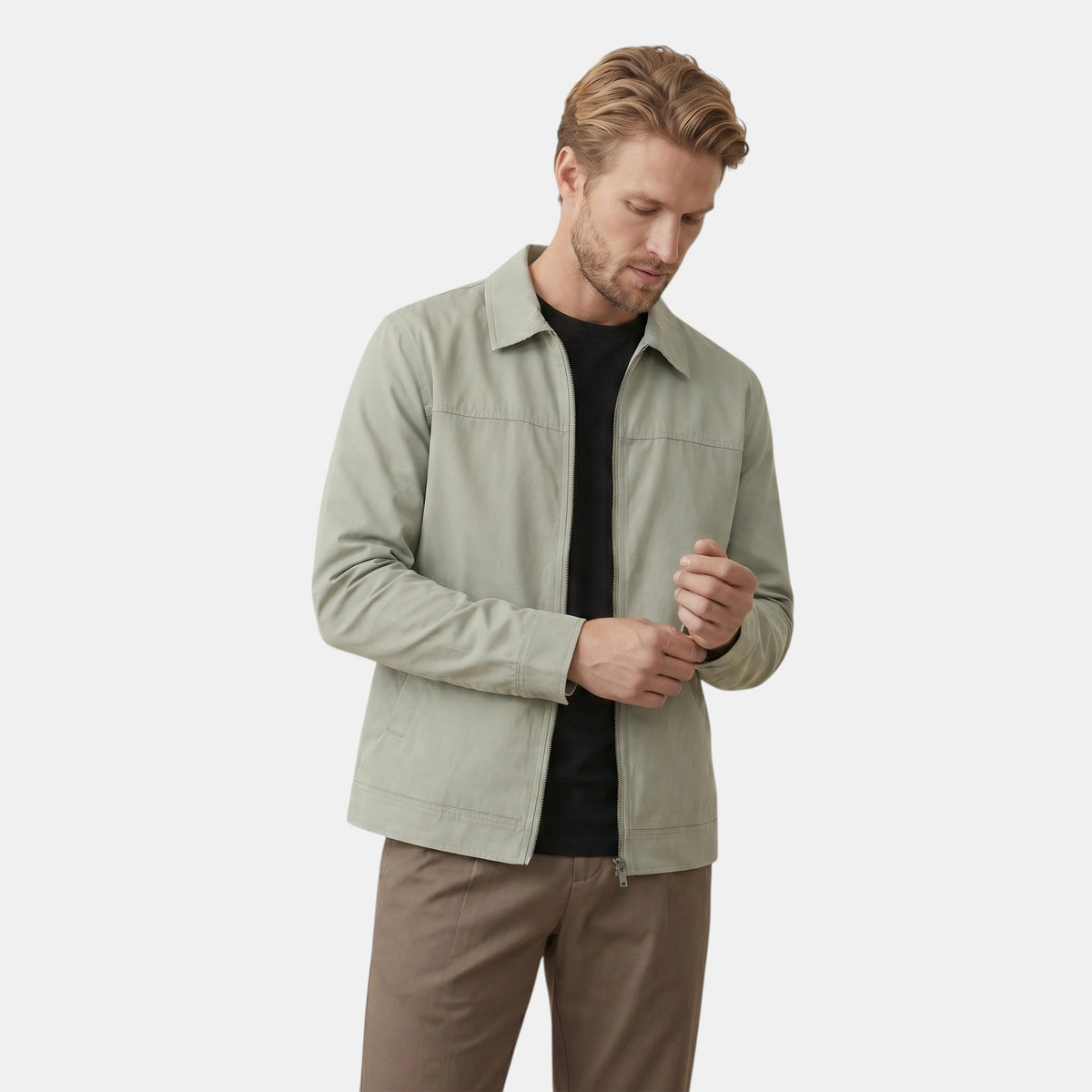 Veste légère zippée pour homme avec col classique