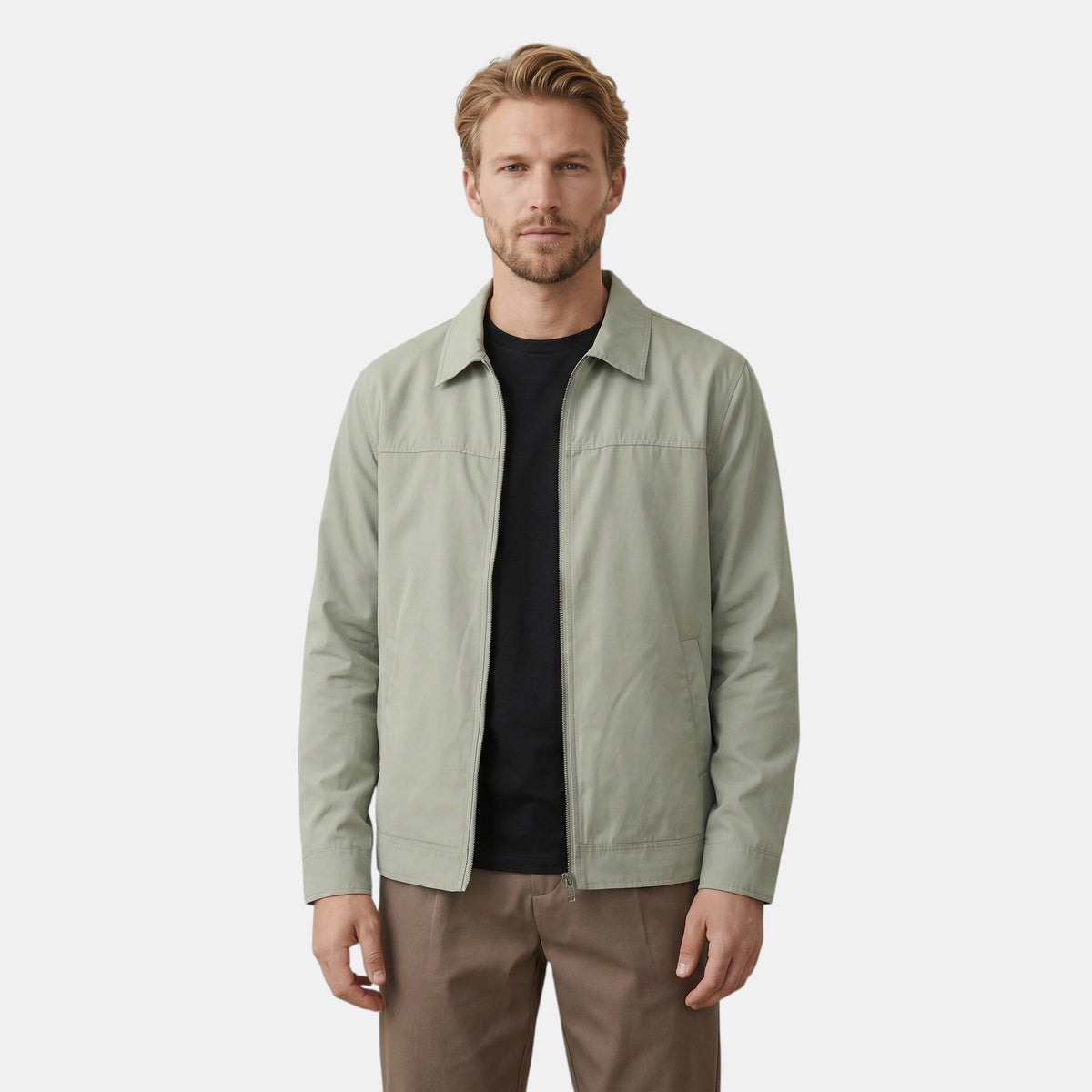 Veste légère zippée pour homme avec col classique