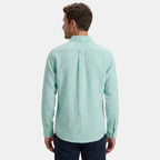 Chemise homme vert menthe à manches longues avec poche poitrine boutonnée