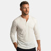 Men's Long Sleeve Henley Shirt with Button Neck