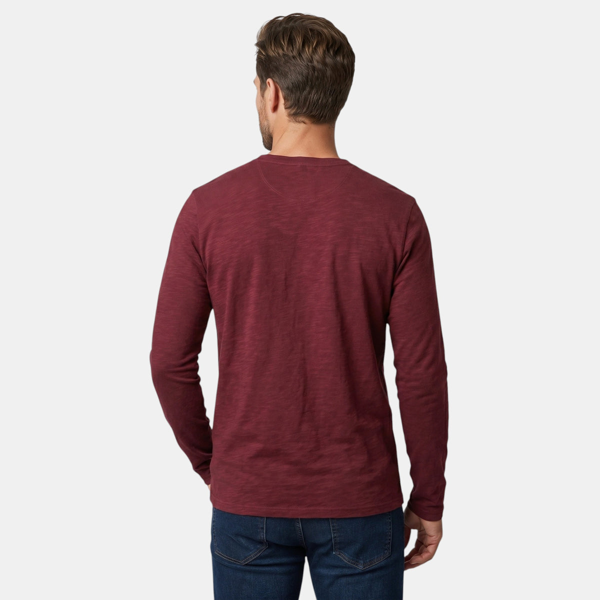 Chemise Henley à manches longues pour homme avec patte de boutonnage