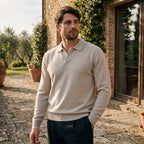 Pull polo manches longues pour homme avec col classique